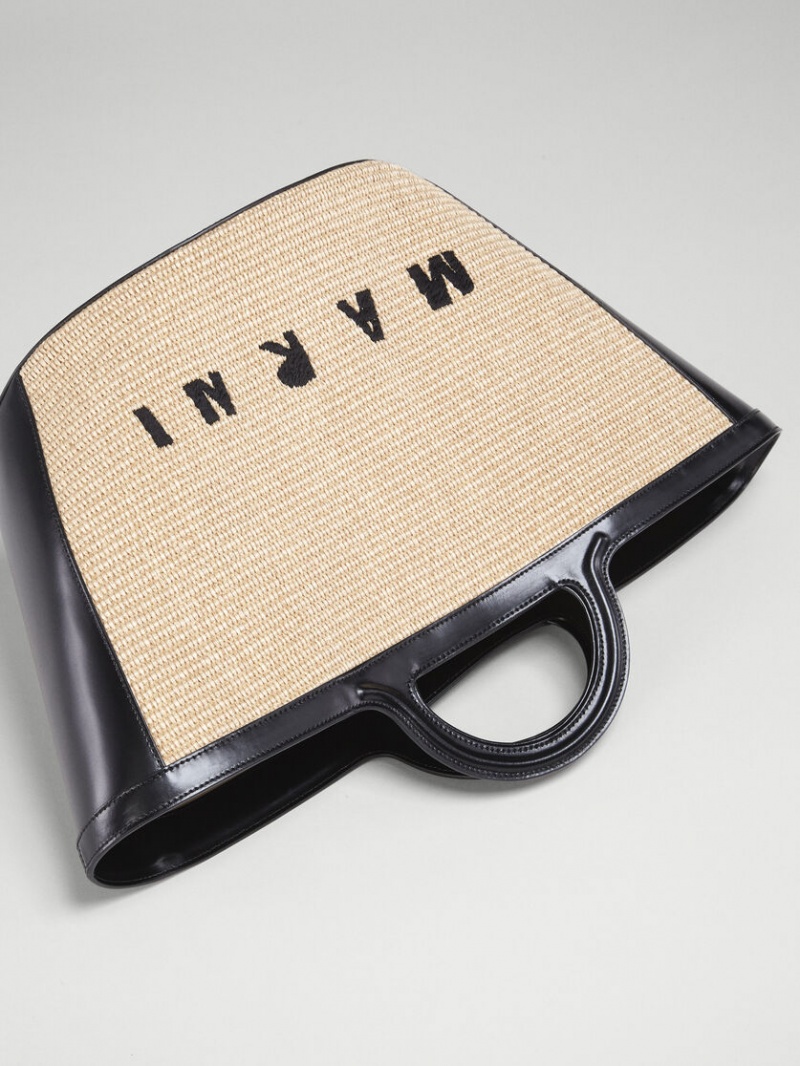 Marni Tropicalia Large Bag Cuero And Raffia Negros | EMXVG61844