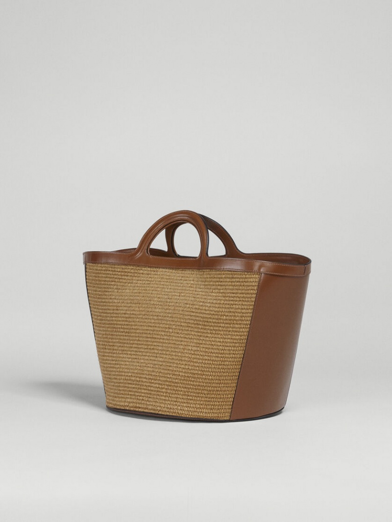 Marni Tropicalia Large Bag Cuero And Raffia Marrom | SMXVO74265