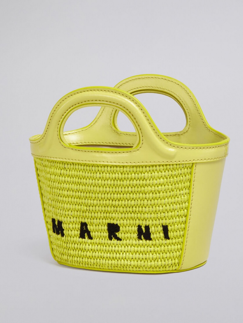 Marni Tropicalia Micro Bag Cuero And Raffia Amarillos | UMXTG61791