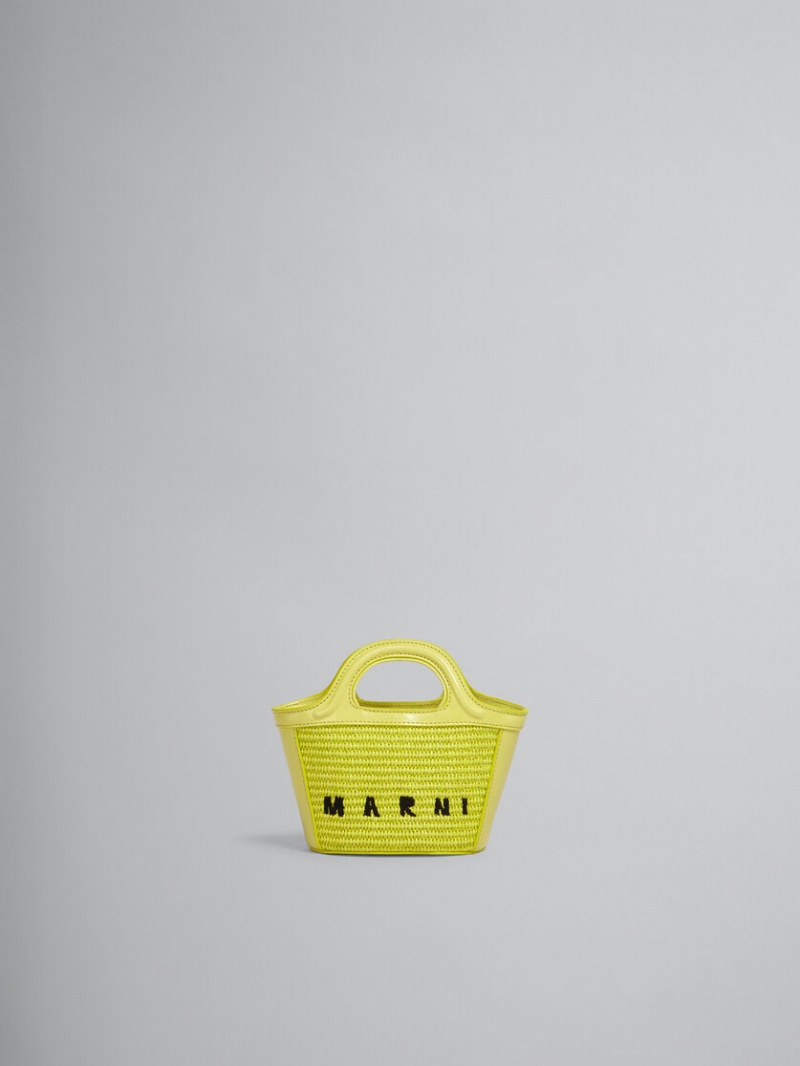 Marni Tropicalia Micro Bag Cuero And Raffia Amarillos | UMXTG61791