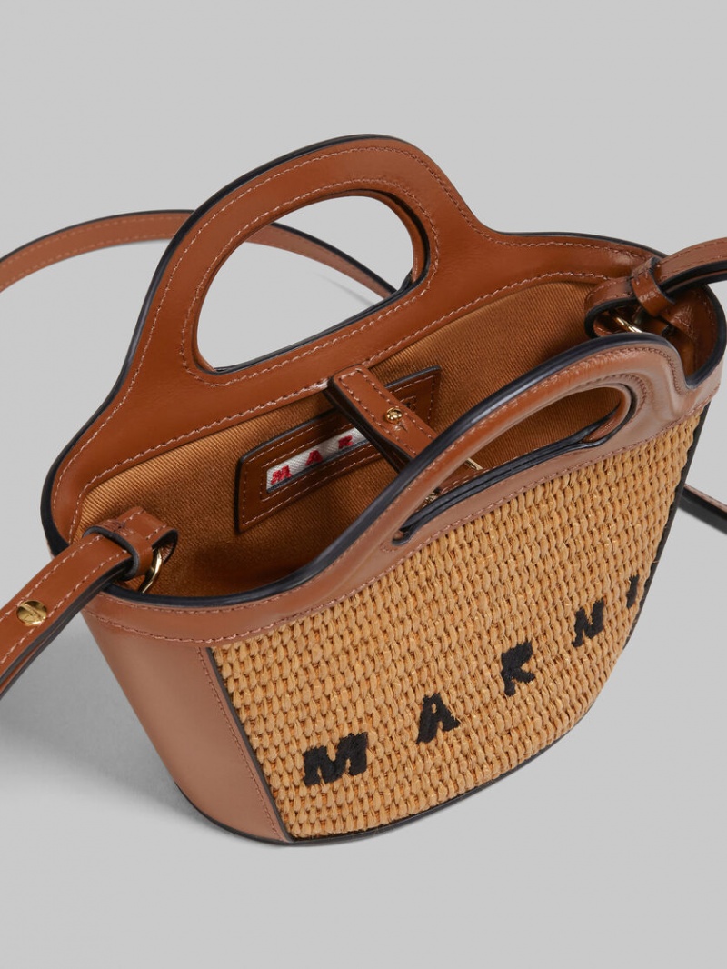 Marni Tropicalia Micro Bag Cuero And Raffia Marrom | FMXHY54265