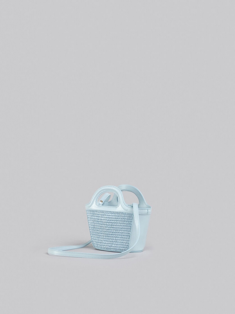 Marni Tropicalia Micro Bag Cuero And Raffia Azules Claro | GMXEC33396