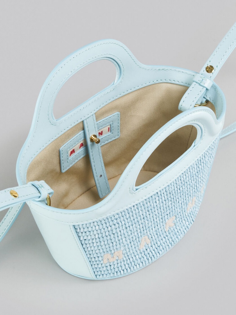 Marni Tropicalia Micro Bag Cuero And Raffia Azules Claro | GMXEC33396