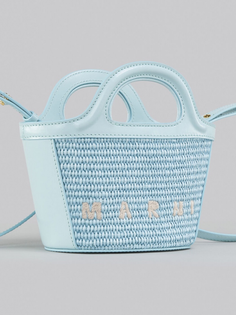 Marni Tropicalia Micro Bag Cuero And Raffia Azules Claro | GMXEC33396