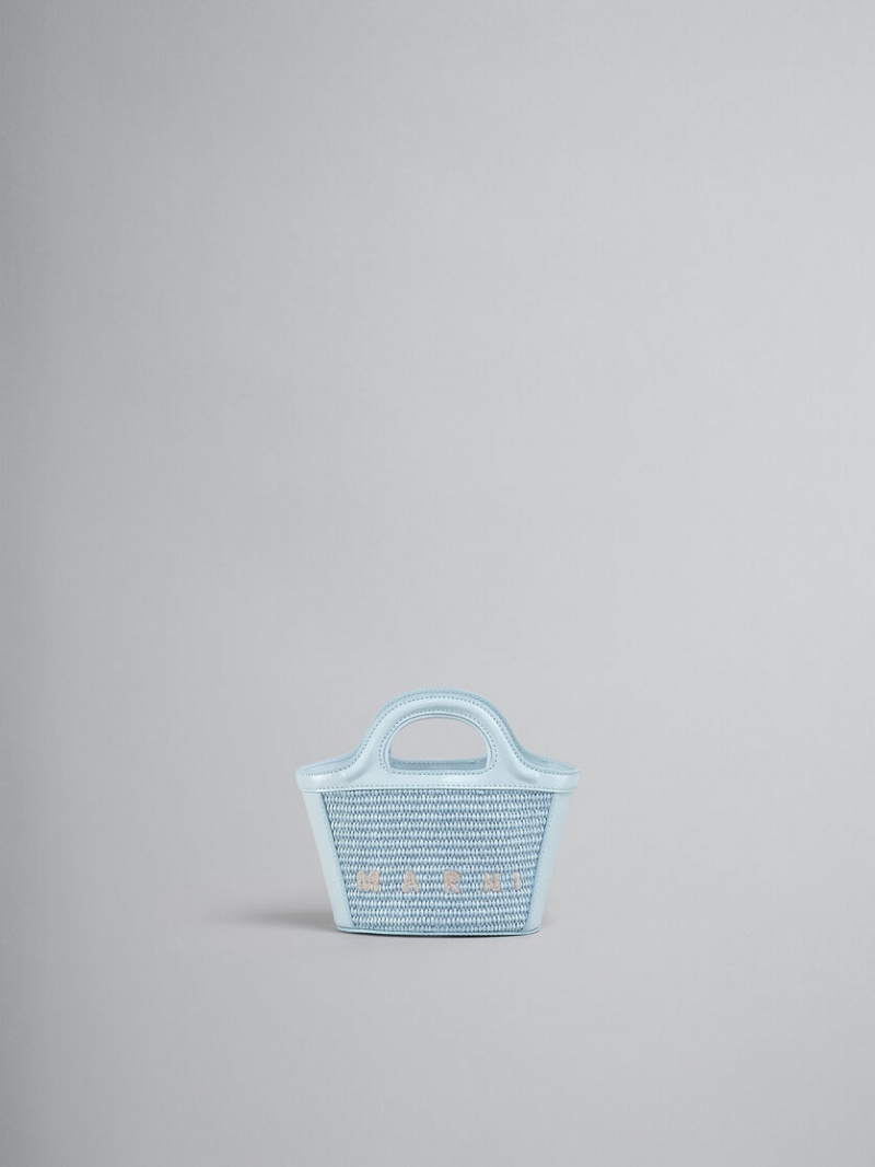 Marni Tropicalia Micro Bag Cuero And Raffia Azules Claro | GMXEC33396
