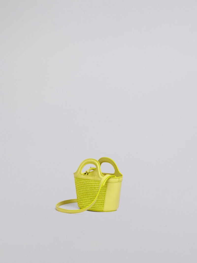 Marni Tropicalia Micro Bag Cuero And Raffia Amarillos | MXJZR67037
