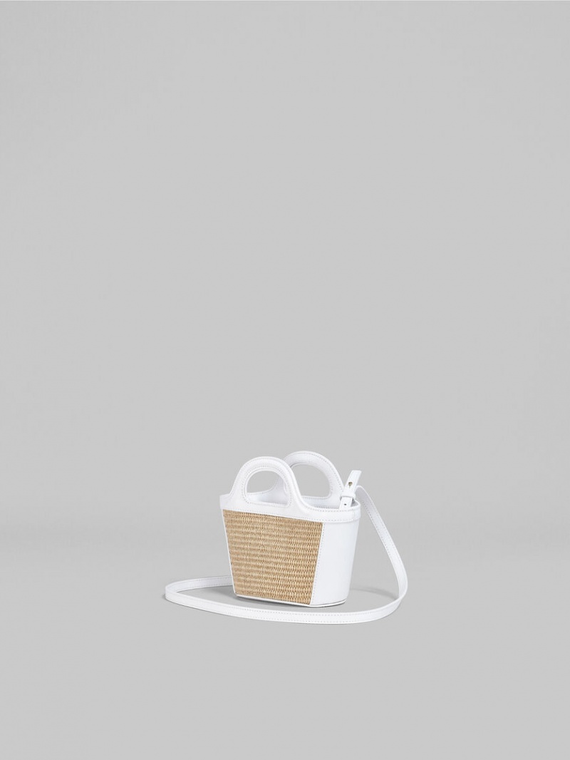 Marni Tropicalia Micro Bag Cuero And Raffia Blancos | QMXUV55194