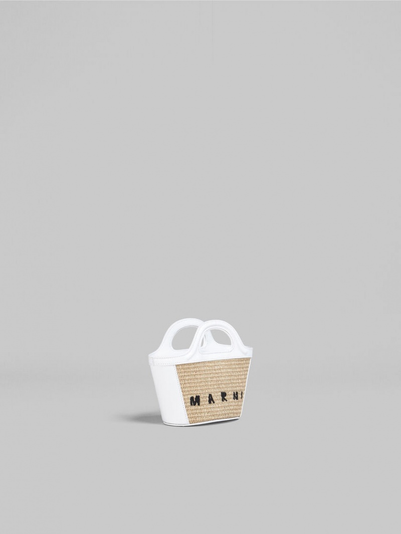 Marni Tropicalia Micro Bag Cuero And Raffia Blancos | QMXUV55194