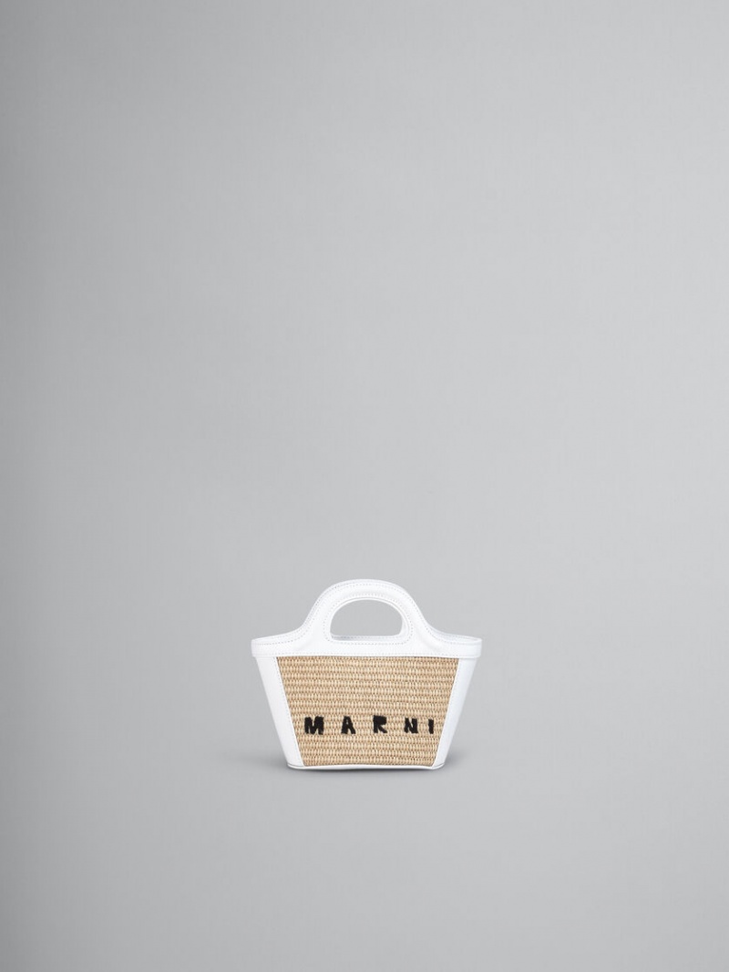 Marni Tropicalia Micro Bag Cuero And Raffia Blancos | QMXUV55194