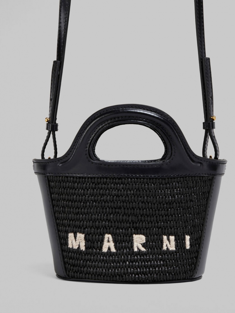 Marni Tropicalia Micro Bag Cuero And Raffia Negros | SMXNY96928