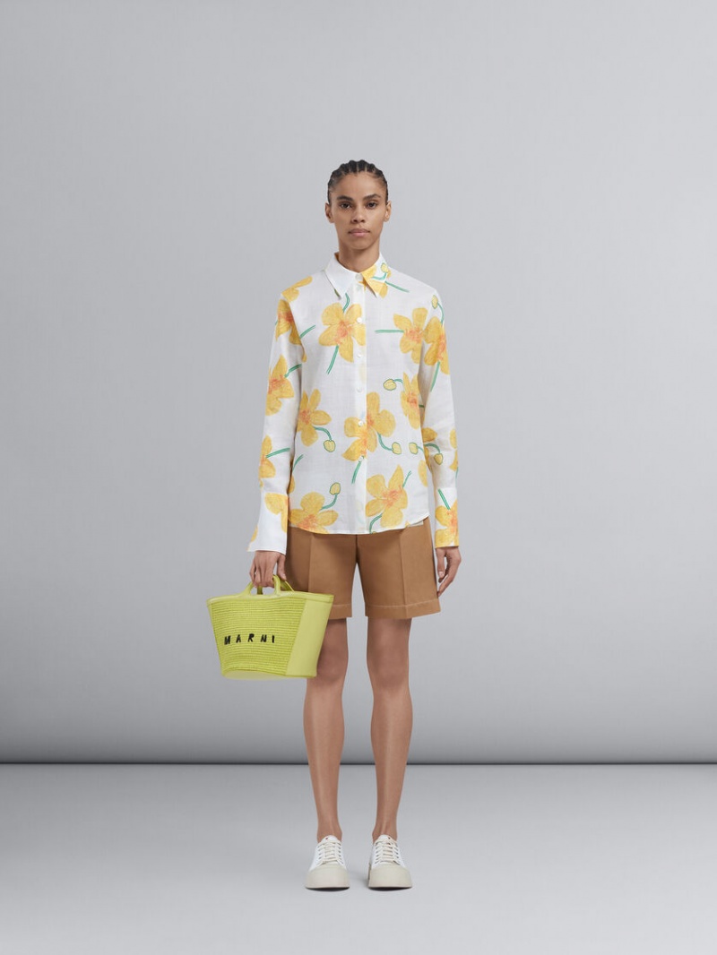 Marni Tropicalia Small Bag Cuero And Raffia Amarillos | EMXHC18961