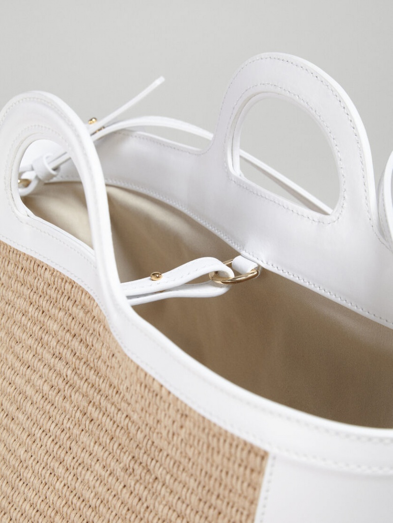 Marni Tropicalia Small Bag Cuero And Raffia Blancos | ZMXMJ73196