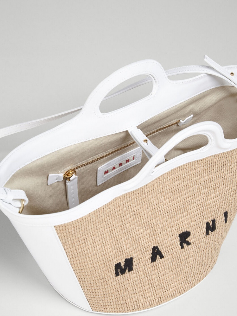 Marni Tropicalia Small Bag Cuero And Raffia Blancos | ZMXMJ73196