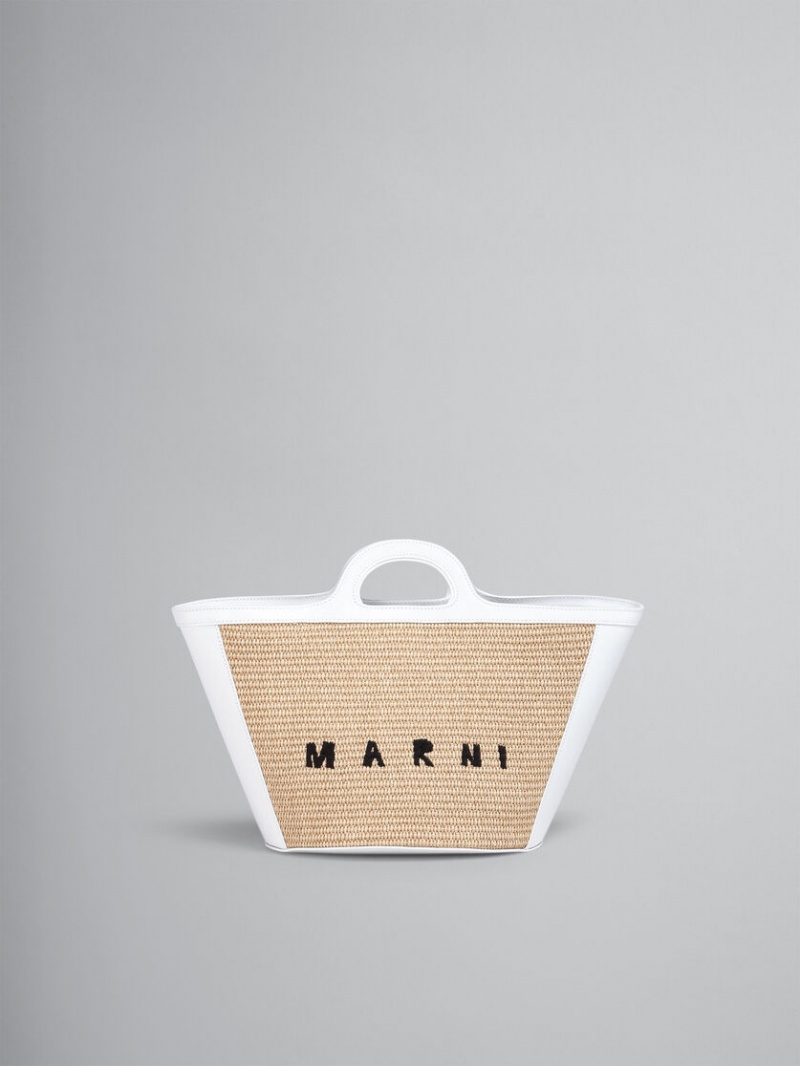 Marni Tropicalia Small Bag Cuero And Raffia Blancos | ZMXMJ73196