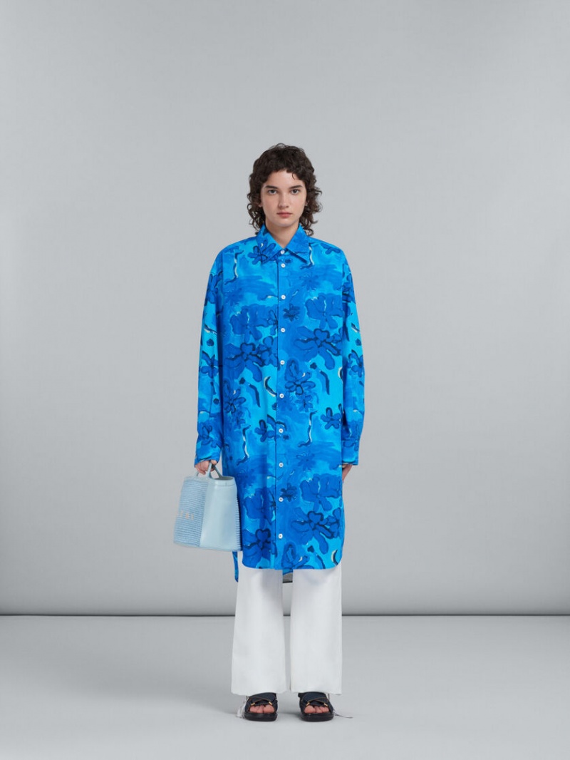 Marni Tropicalia Small Bag Cuero And Raffia Azules Claro | LMXSX77780