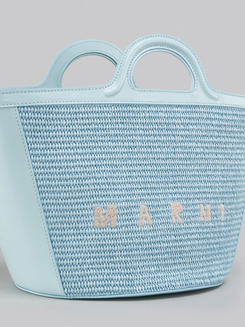 Marni Tropicalia Small Bag Cuero And Raffia Azules Claro | EMXVG77539
