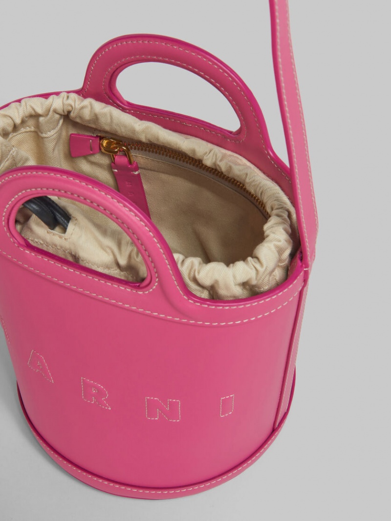 Marni Tropicalia Small Bucket Bag Cuero Rosas | DMXVO86439