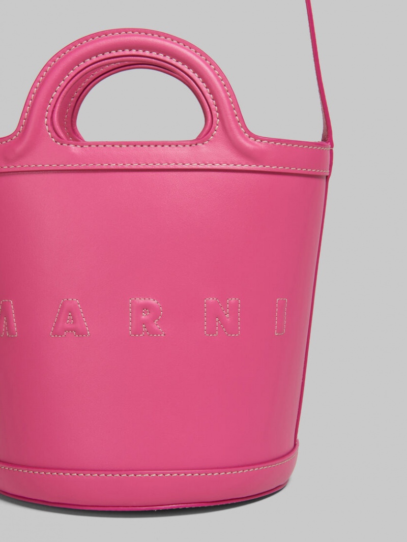 Marni Tropicalia Small Bucket Bag Cuero Rosas | DMXVO86439