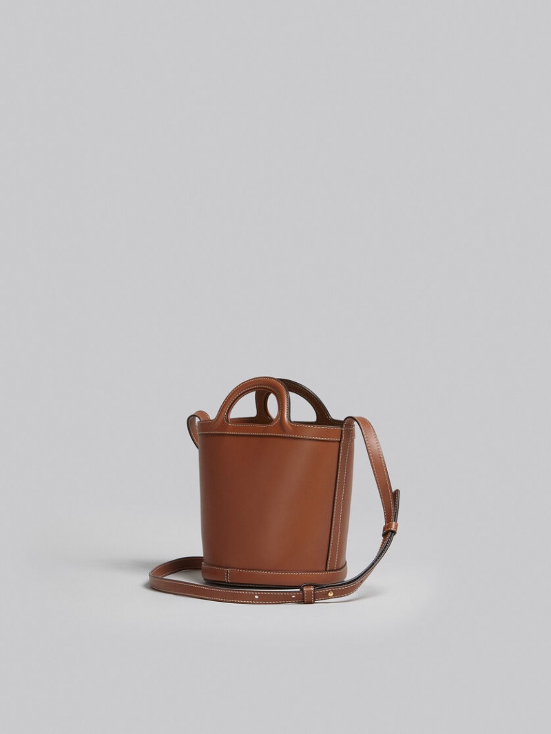 Marni Tropicalia Small Bucket Bag Cuero Marrom | TMXPQ68263