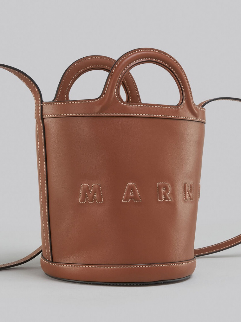 Marni Tropicalia Small Bucket Bag Cuero Marrom | TMXPQ68263