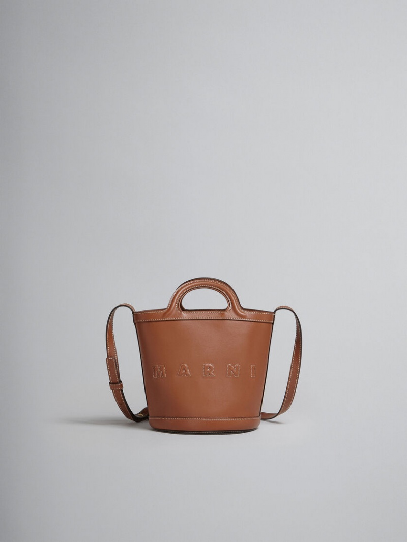 Marni Tropicalia Small Bucket Bag Cuero Marrom | TMXPQ68263