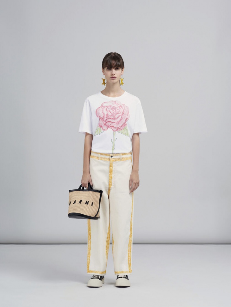 Marni Tropicalia Small Bucket Bag Cuero And Raffia Negros | LMXTR47421