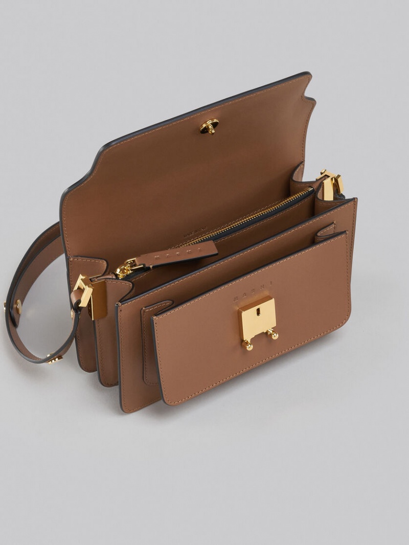 Marni Trunk Bag E/W Cuero Marrom | MXIIZ77836