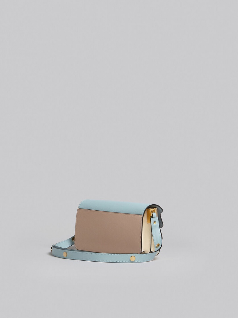 Marni Trunk Bag E/W Saffiano Cuero Azules Claro Beige | MXCVG42195