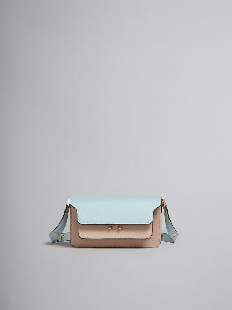 Marni Trunk Bag E/W Saffiano Cuero Azules Claro Beige | MXCVG42195