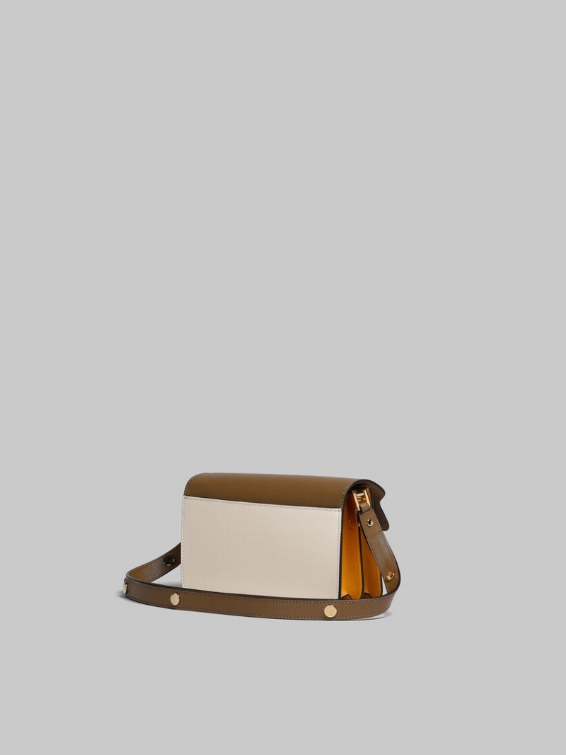 Marni Trunk Bag E/W Saffiano Cuero Marrom Blancos Naranjas | MXDFL12166