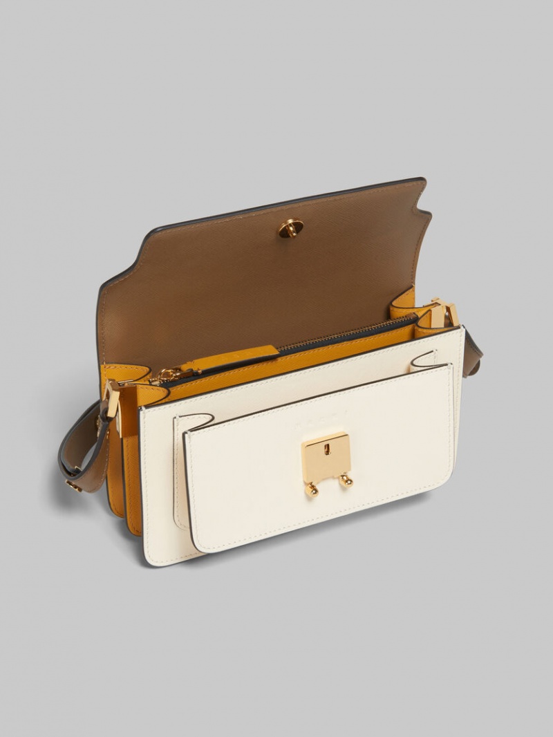 Marni Trunk Bag E/W Saffiano Cuero Marrom Blancos Naranjas | MXDFL12166