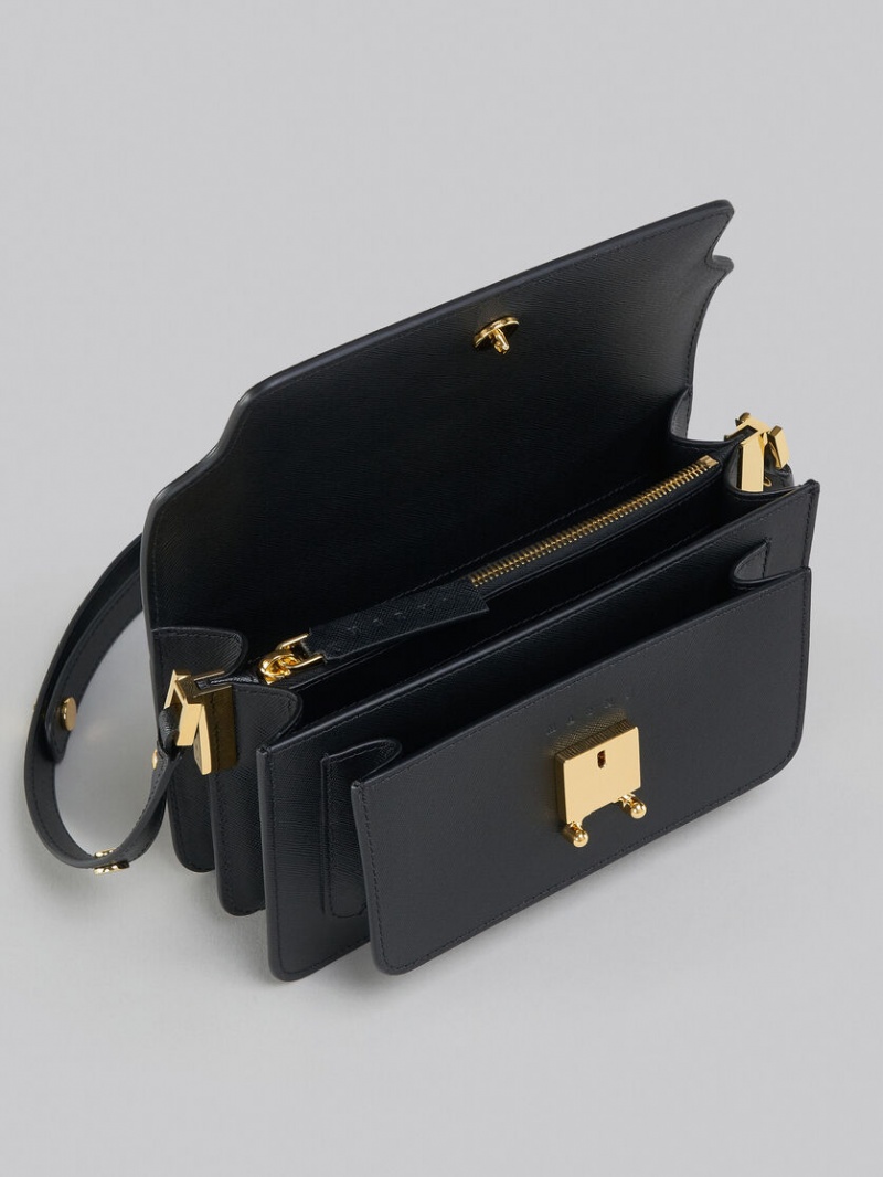Marni Trunk Bag E/W Saffiano Cuero Negros | YMXGT89033