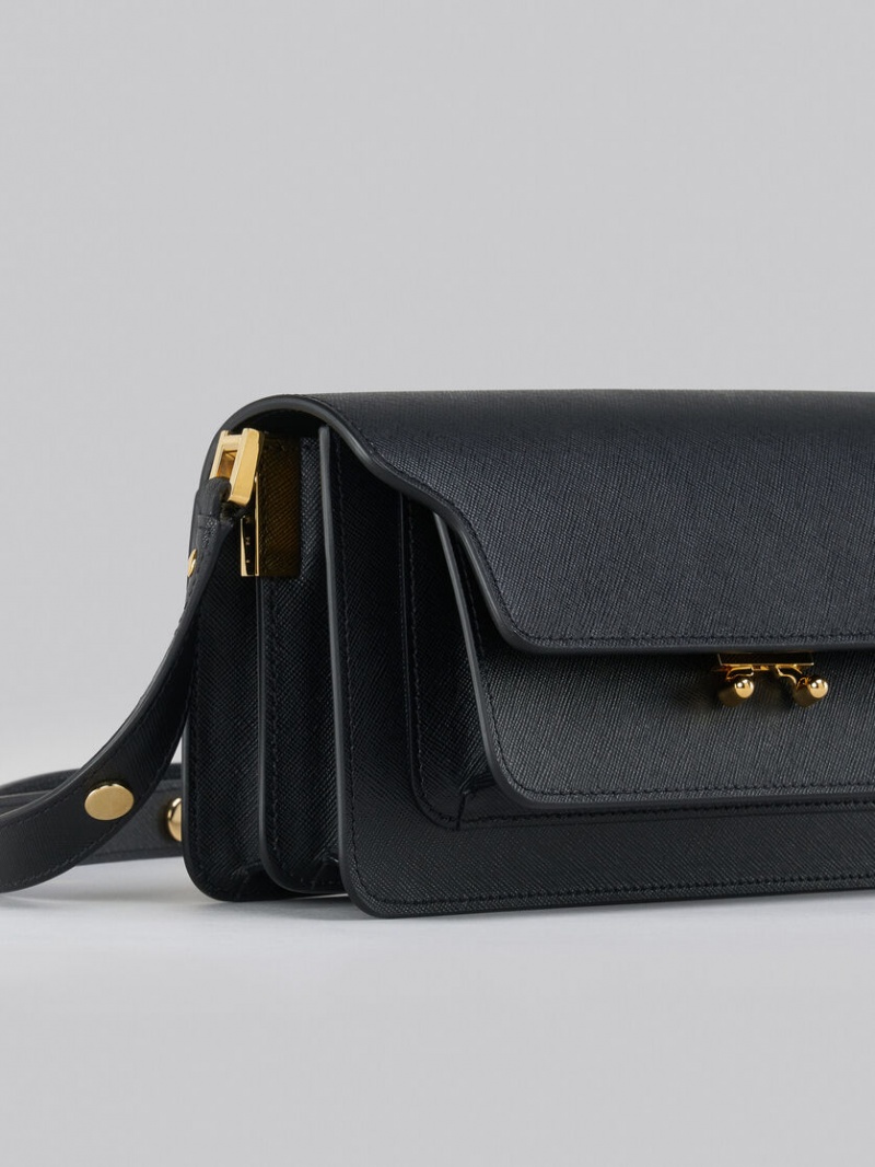 Marni Trunk Bag E/W Saffiano Cuero Negros | YMXGT89033