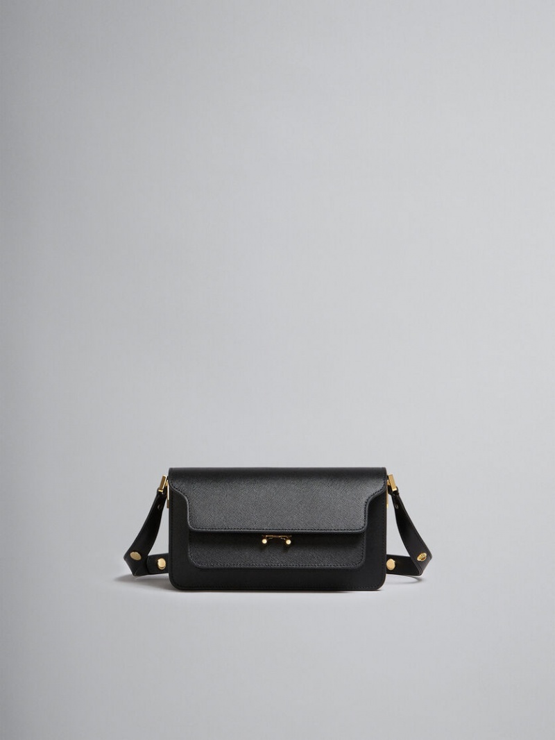 Marni Trunk Bag E/W Saffiano Cuero Negros | YMXGT89033