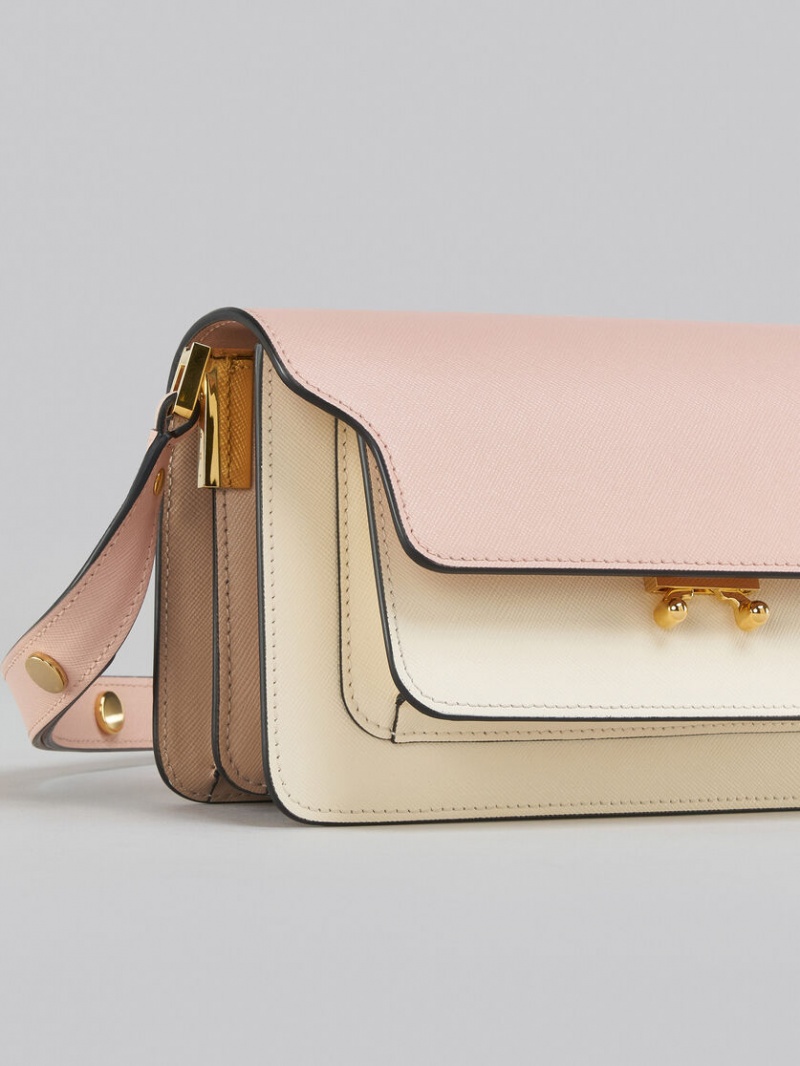 Marni Trunk Bag E/W Saffiano Cuero Rosas Blancos | MXCIF71966