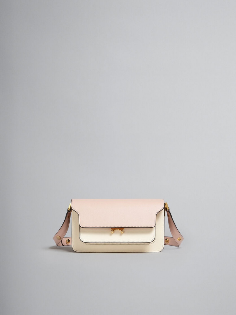 Marni Trunk Bag E/W Saffiano Cuero Rosas Blancos | MXCIF71966