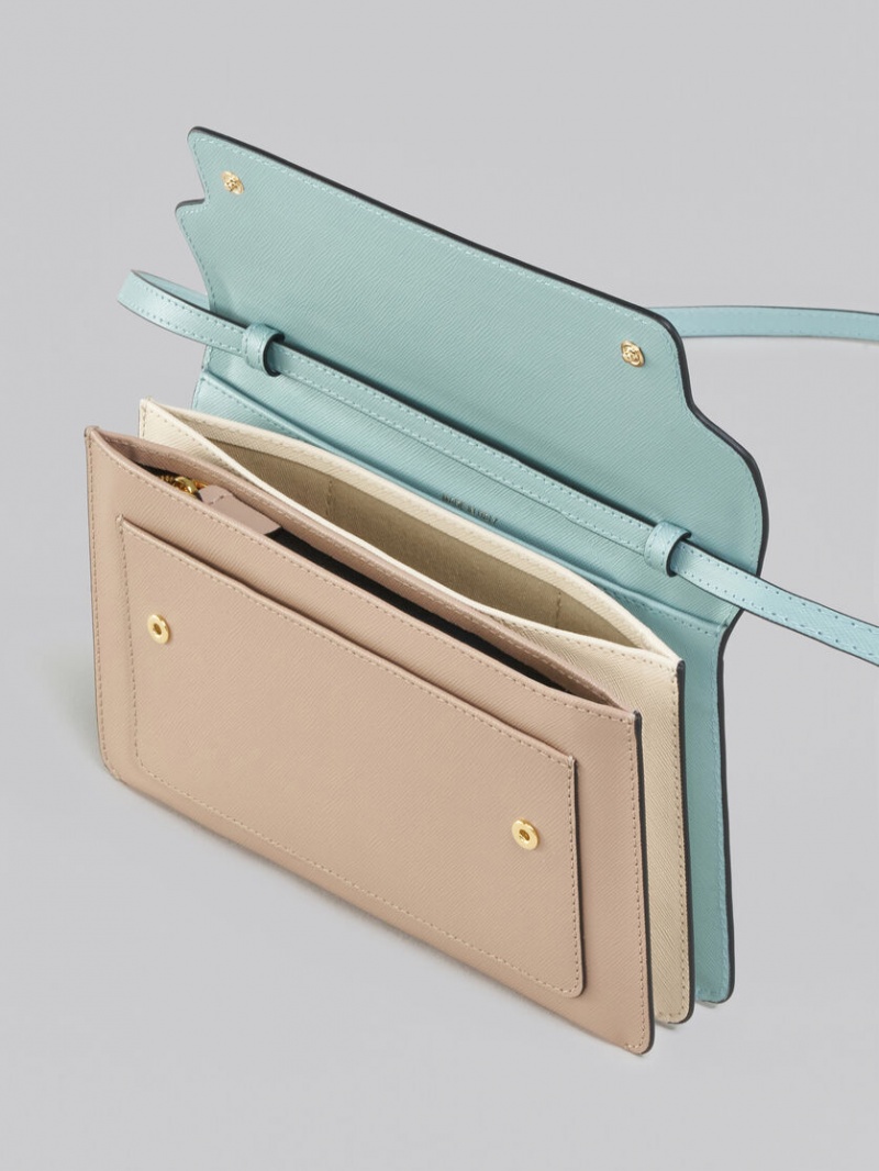 Marni Trunk Clutch Cuero Azules Claro Beige Blancos | AMXDF49025