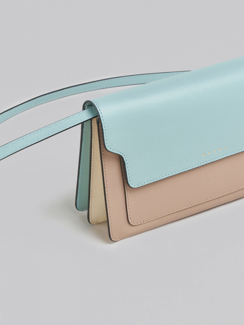 Marni Trunk Clutch Cuero Azules Claro Beige Blancos | AMXDF49025