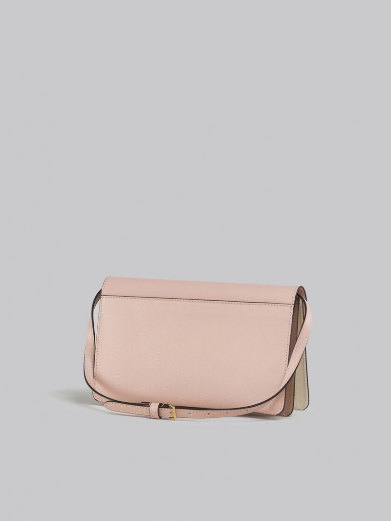 Marni Trunk Clutch Cuero Rosas Blancos Beige | MXEAH34555