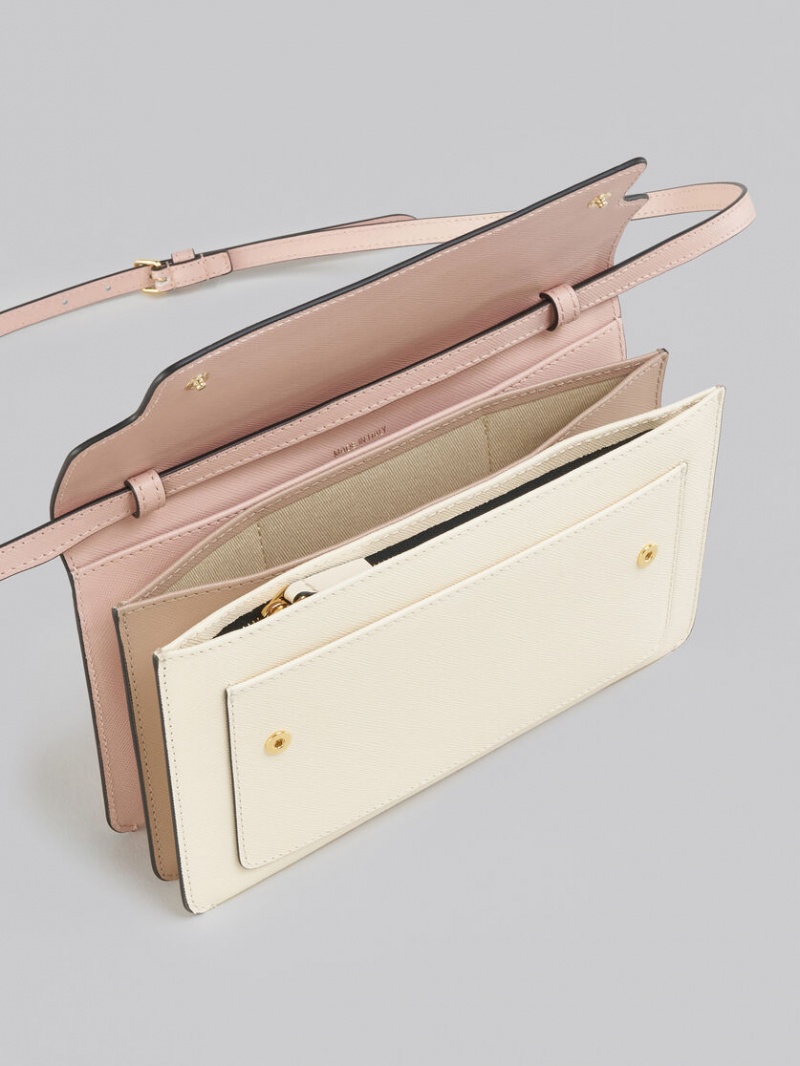 Marni Trunk Clutch Cuero Rosas Blancos Beige | MXEAH34555