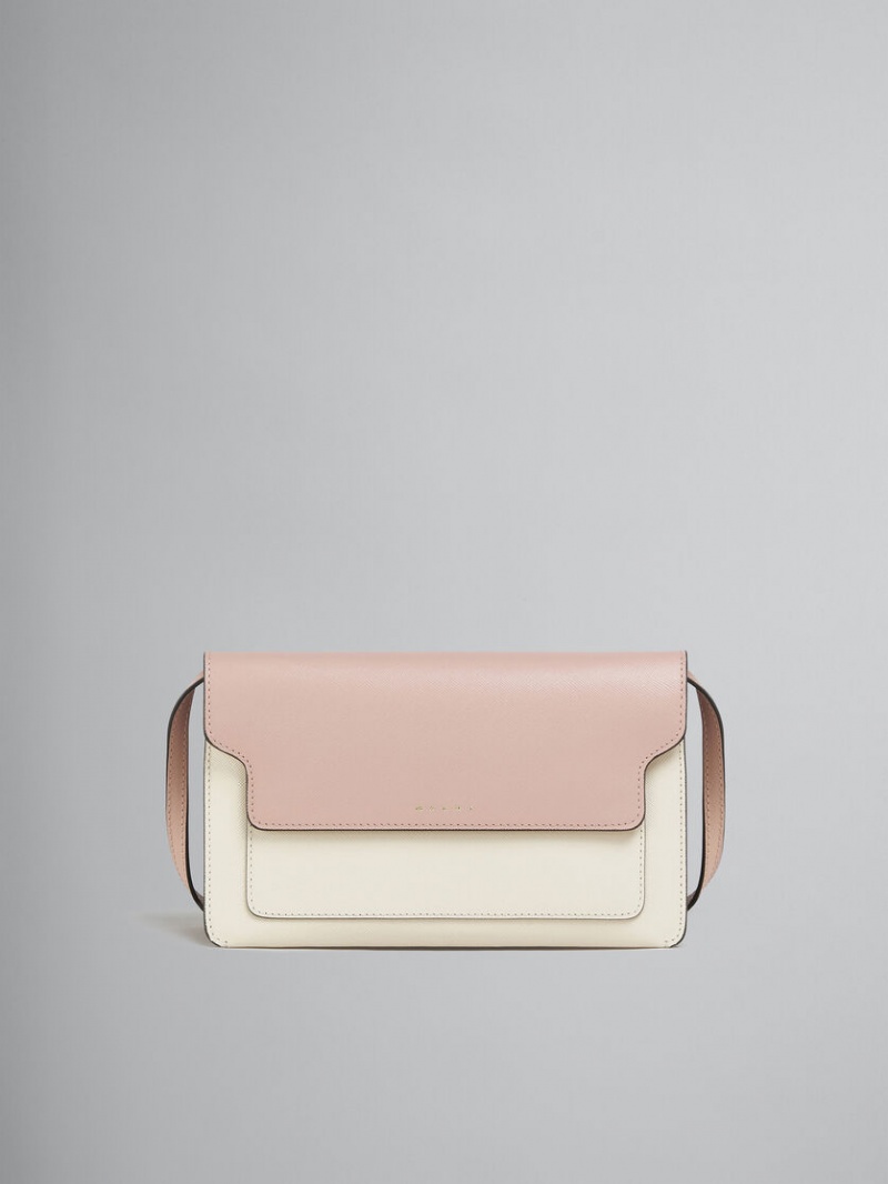Marni Trunk Clutch Cuero Rosas Blancos Beige | MXEAH34555