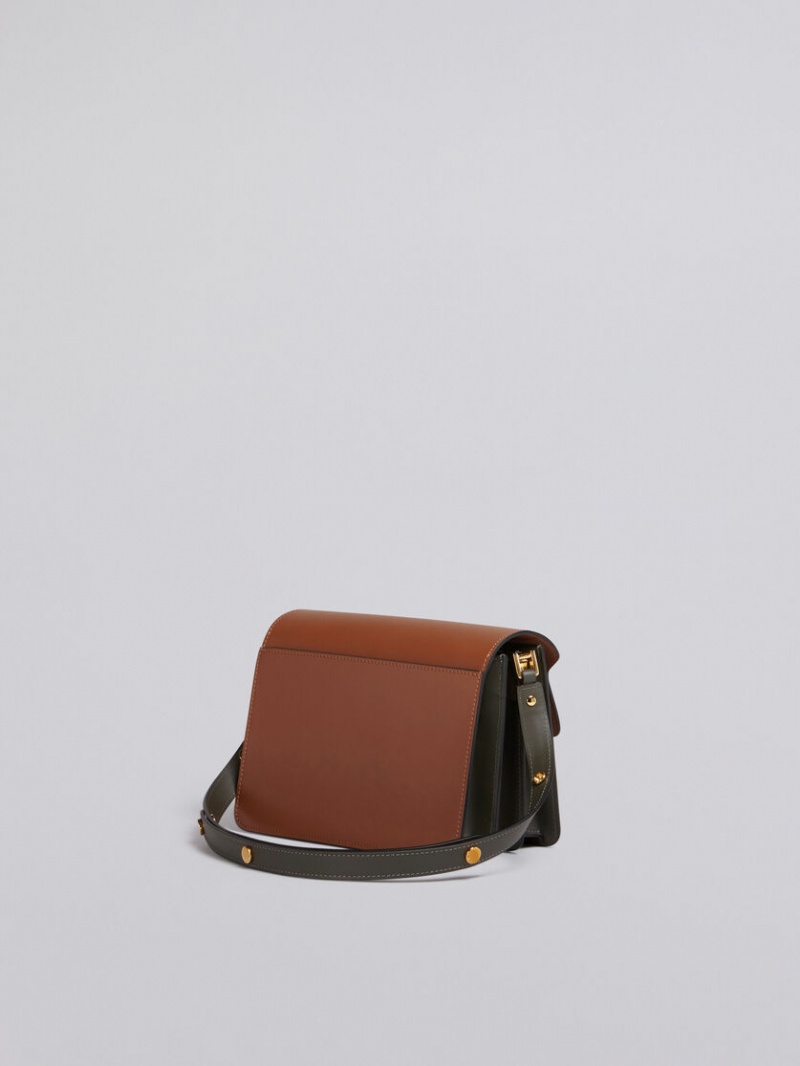 Marni Trunk Medium Bag Cuero Marrom Blancos Verdes | MMXFT52879