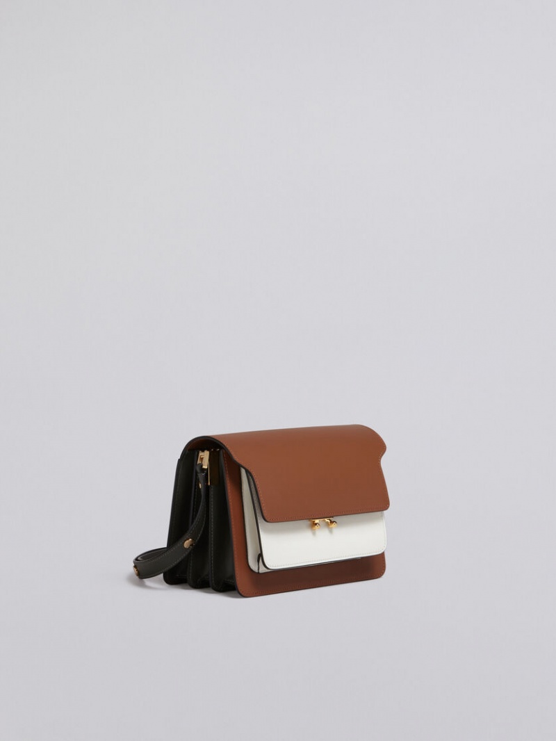 Marni Trunk Medium Bag Cuero Marrom Blancos Verdes | MMXFT52879