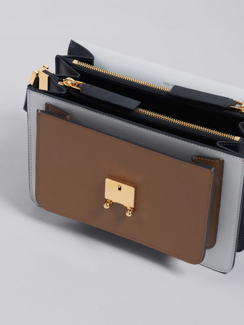 Marni Trunk Medium Bag Saffiano Cuero Grises Marrom Negros | MMXFT46606