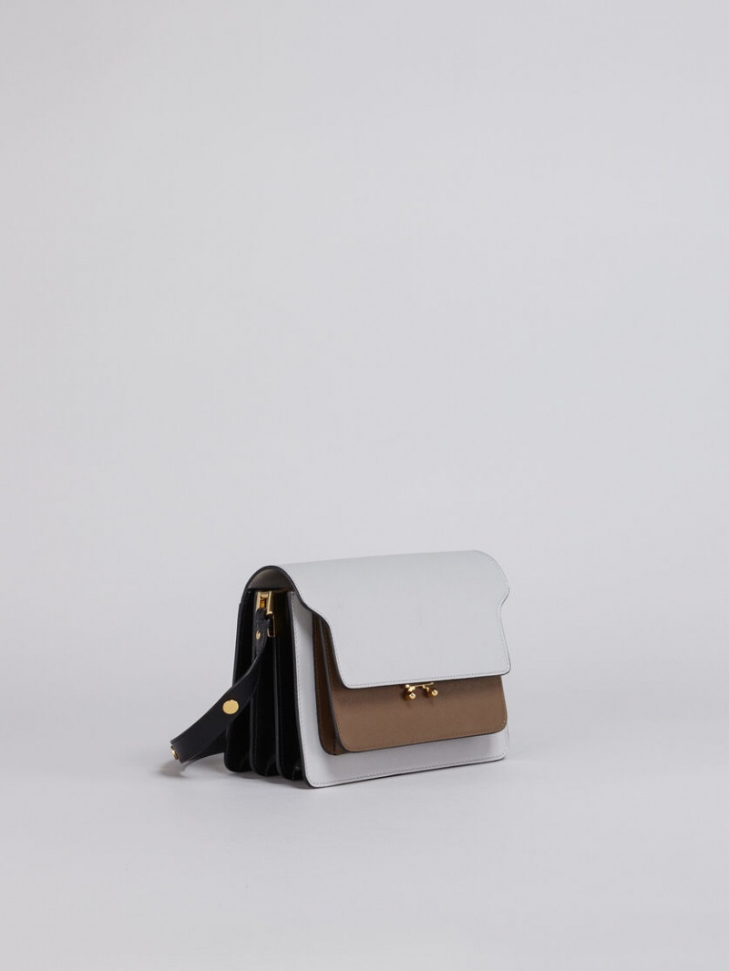 Marni Trunk Medium Bag Saffiano Cuero Grises Marrom Negros | MMXFT46606