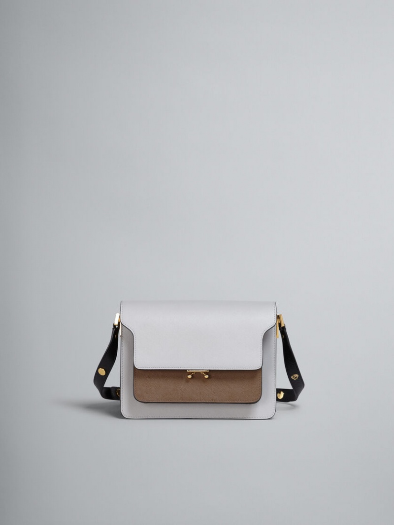 Marni Trunk Medium Bag Saffiano Cuero Grises Marrom Negros | MMXFT46606