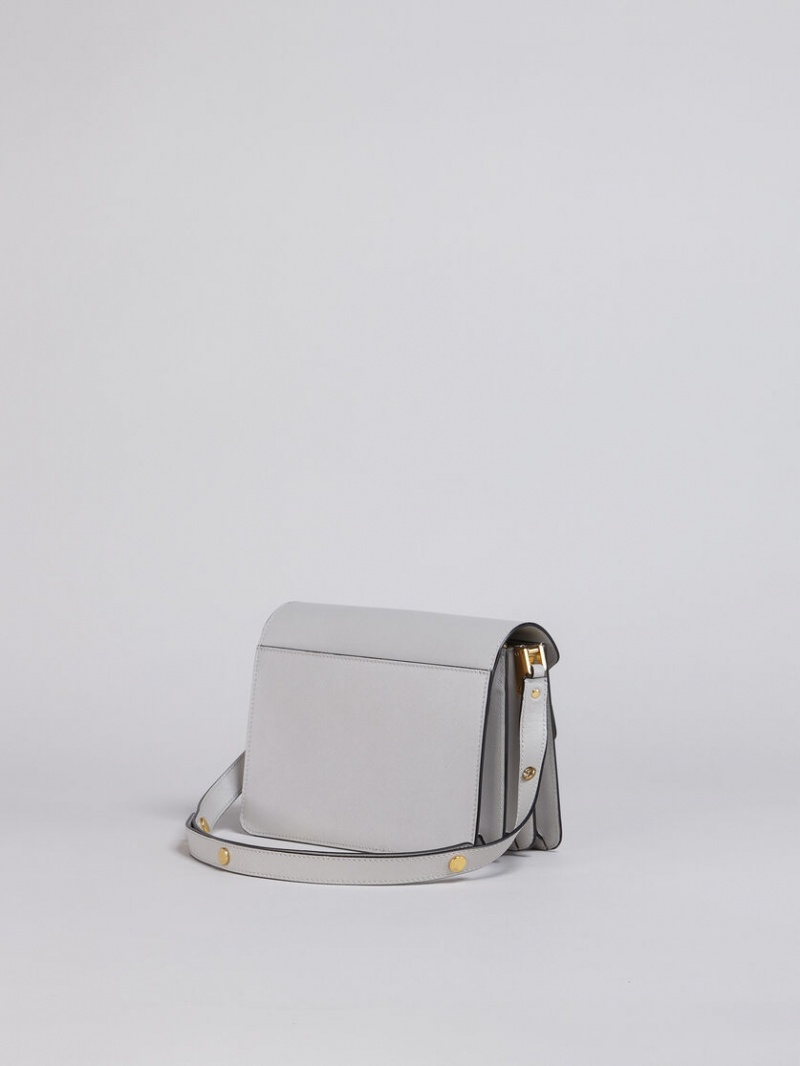 Marni Trunk Medium Bag Saffiano Cuero Grises | YMXGT20693