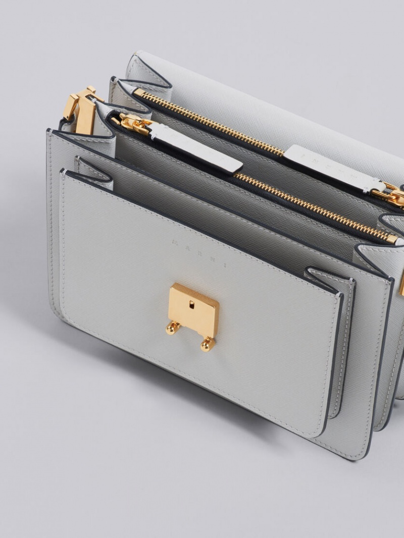 Marni Trunk Medium Bag Saffiano Cuero Grises | YMXGT20693