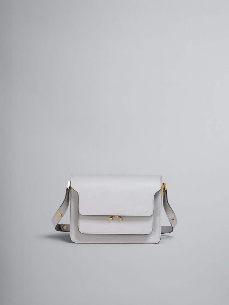 Marni Trunk Medium Bag Saffiano Cuero Grises | YMXGT20693
