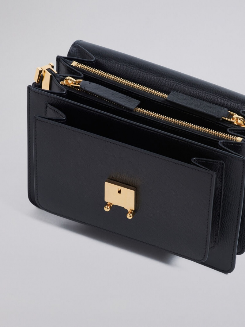 Marni Trunk Medium Bag Saffiano Cuero Negros | XMXBH94757